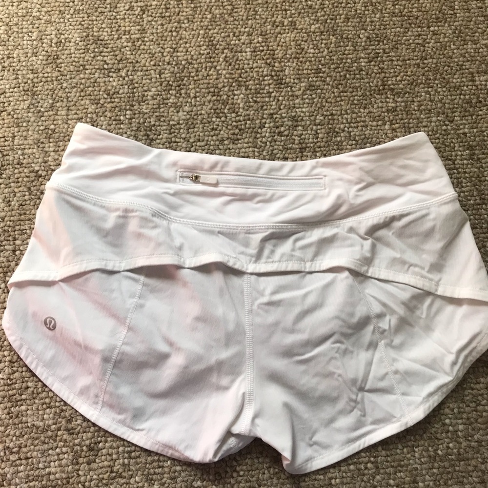 white lululemon speed up running short size 4